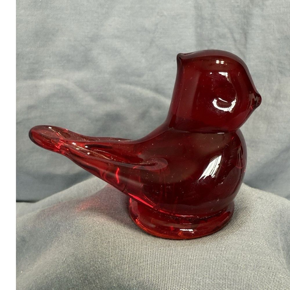 Vintage Cardinal of Love Red Bird Figurine Titan Art Glass 1997 Signed W Ward